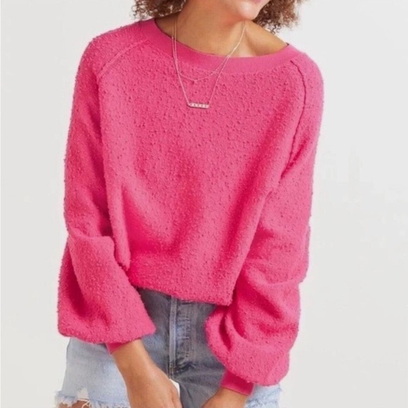 Free People Tops - Free People Found My Friend Sweatshirt Pink Bouchle
Balloon Preppy Boho Barbie